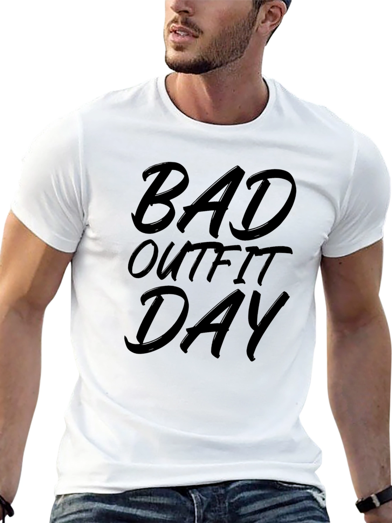 Bad Outfit Day Graphic Tee - Black Casual T-Shirt