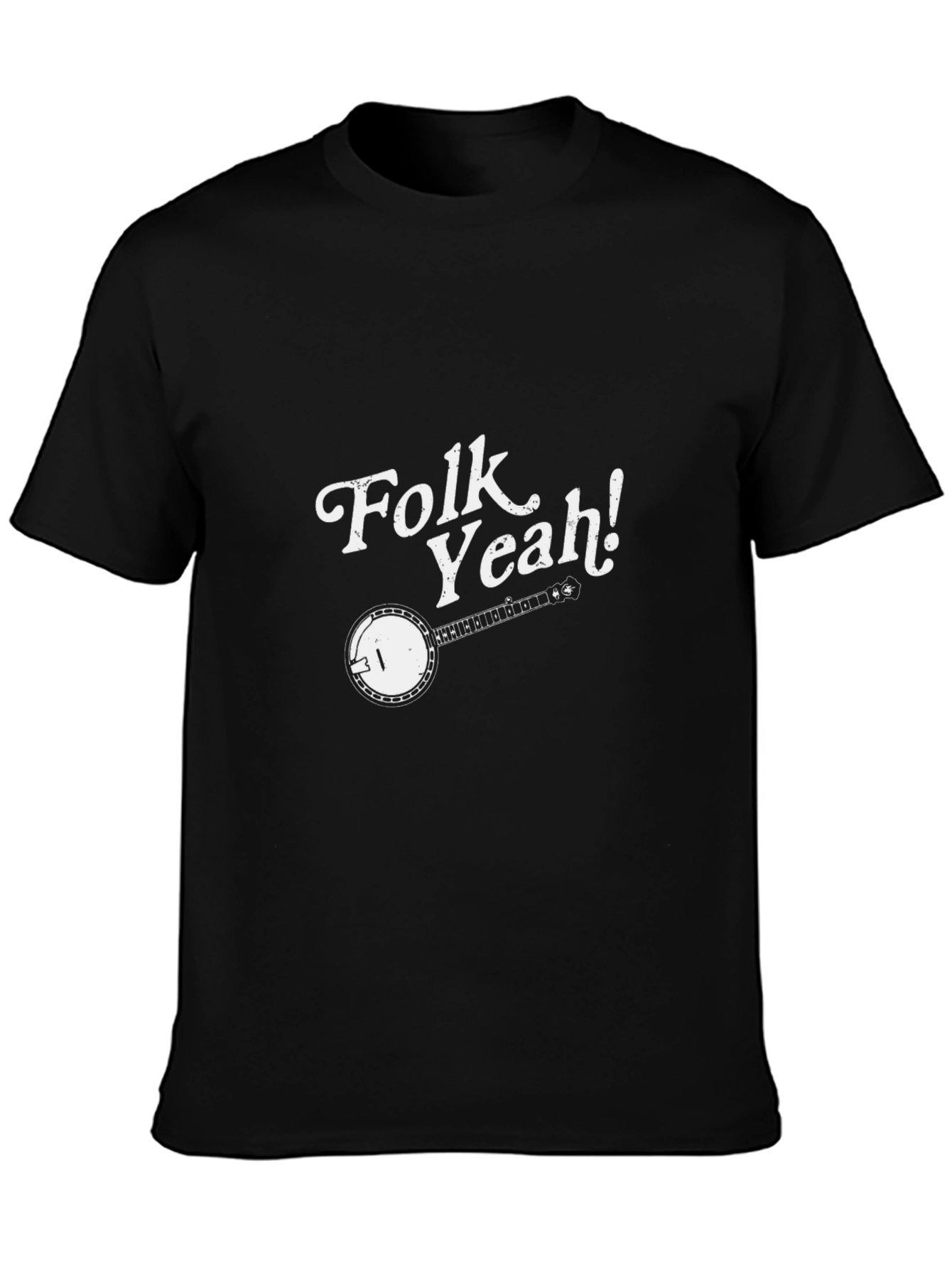 Folk Yeah! Banjo Graphic T-Shirt - Black