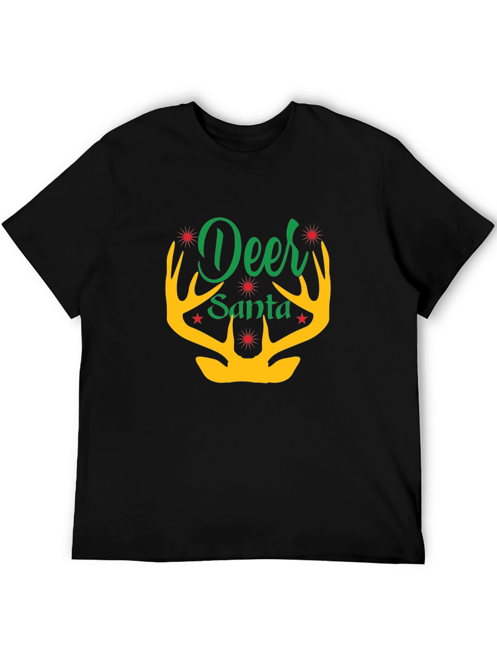 Deer Santa Graphic Tee - Holiday Festive Apparel