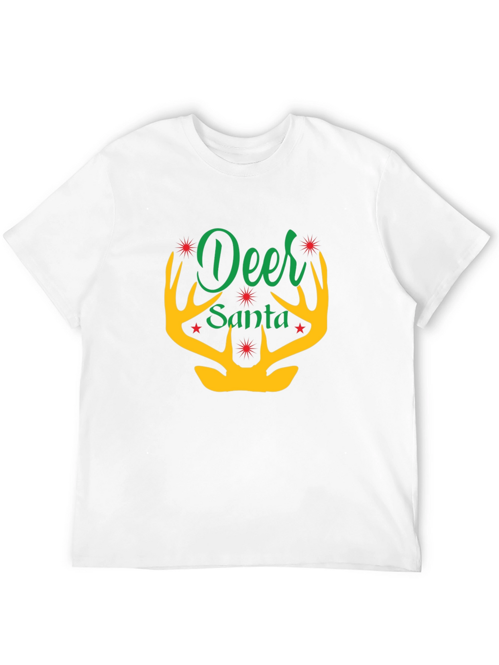 Deer Santa Graphic Tee - Holiday Festive Apparel