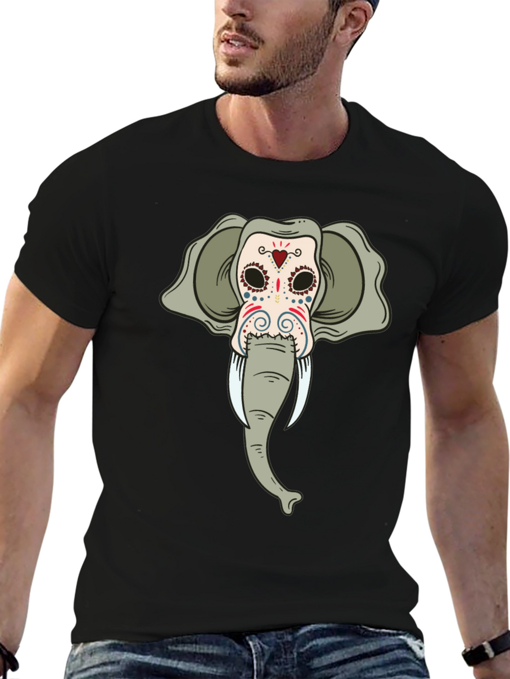 Elephant Sugar Skull Black T-Shirt