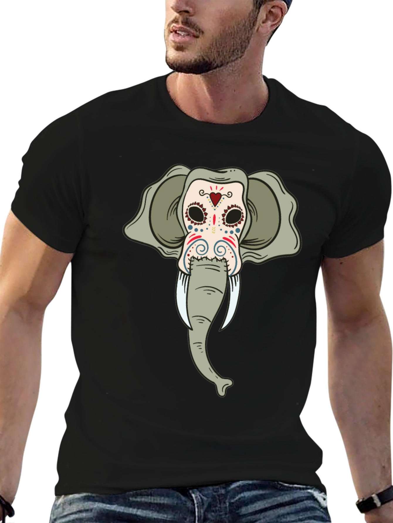 Elephant Sugar Skull Black T-Shirt