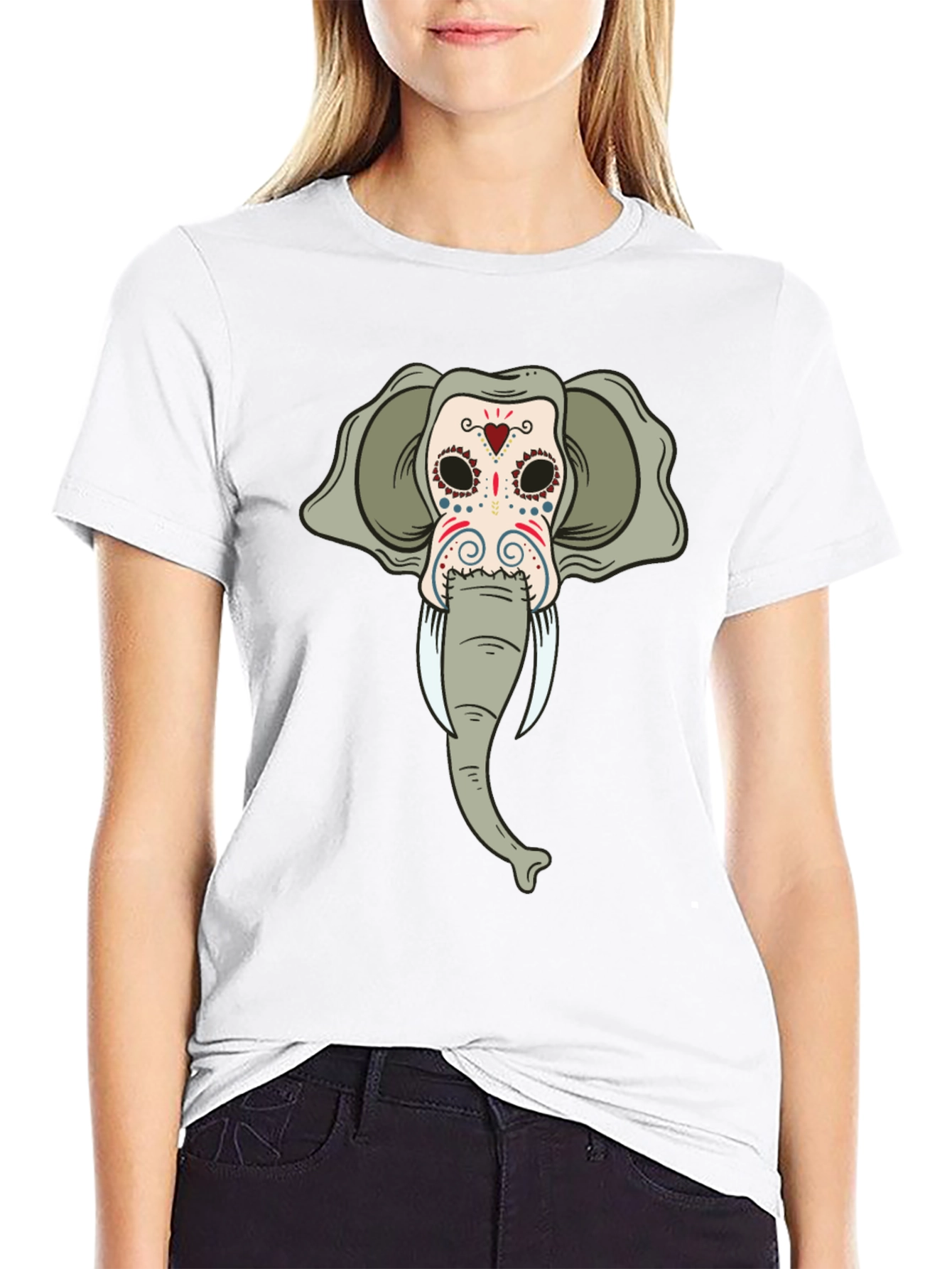 Elephant Sugar Skull Black T-Shirt