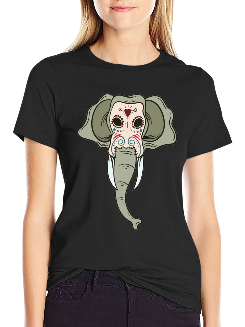 Elephant Sugar Skull Black T-Shirt