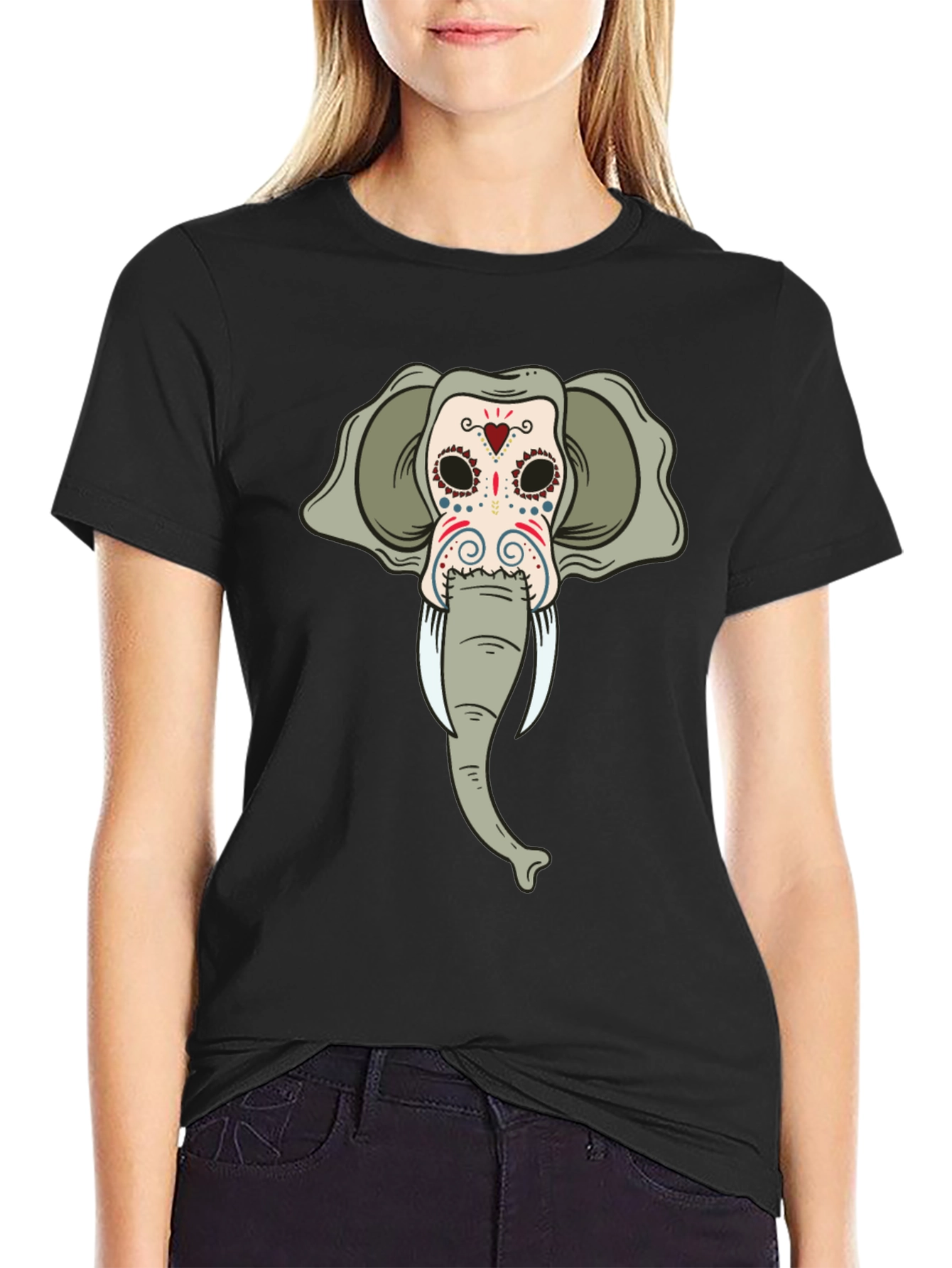 Elephant Sugar Skull Black T-Shirt