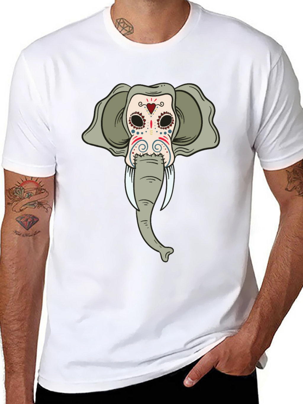 Elephant Sugar Skull Black T-Shirt