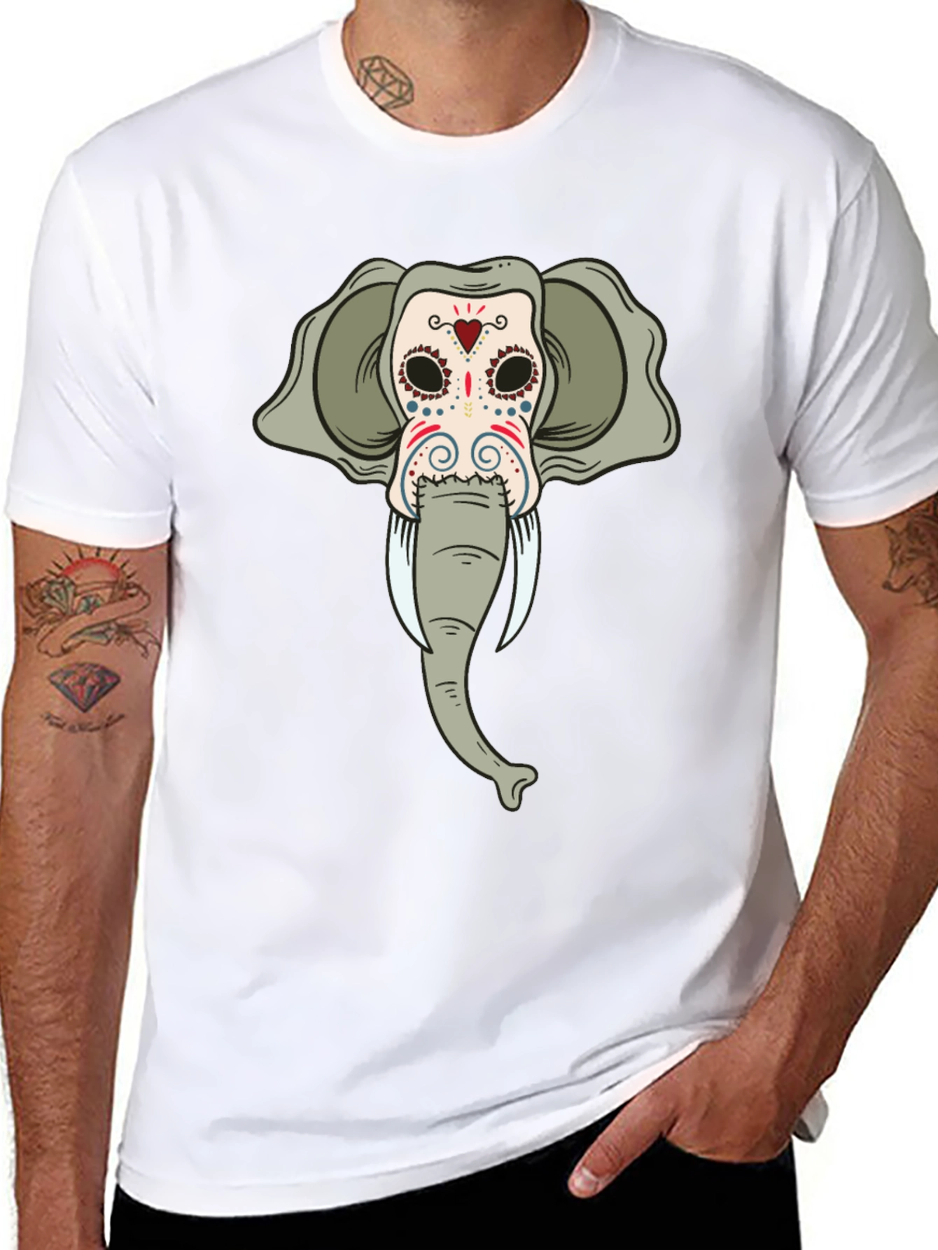Elephant Sugar Skull Black T-Shirt