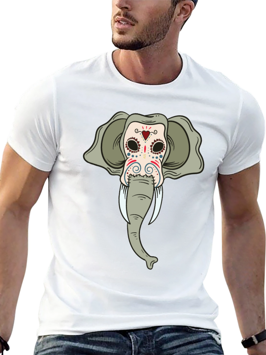 Elephant Sugar Skull Black T-Shirt