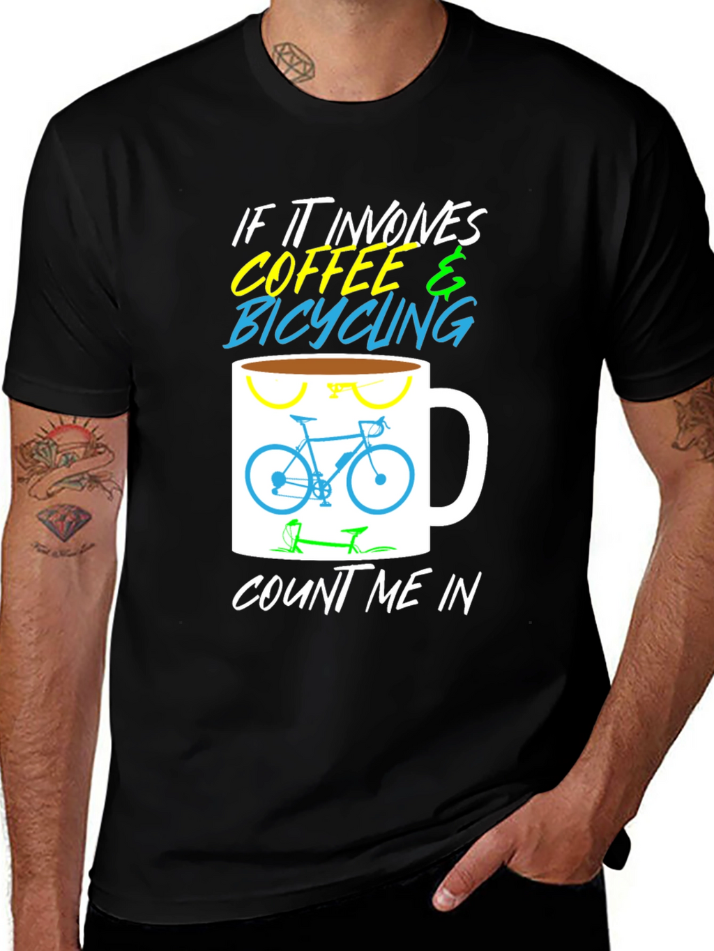 Coffee & Bicycling Graphic Tee - Black