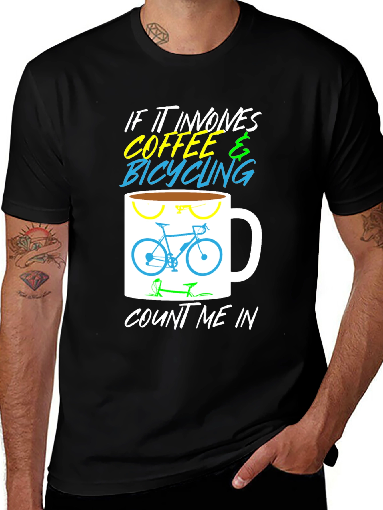 Coffee & Bicycling Graphic Tee - Black