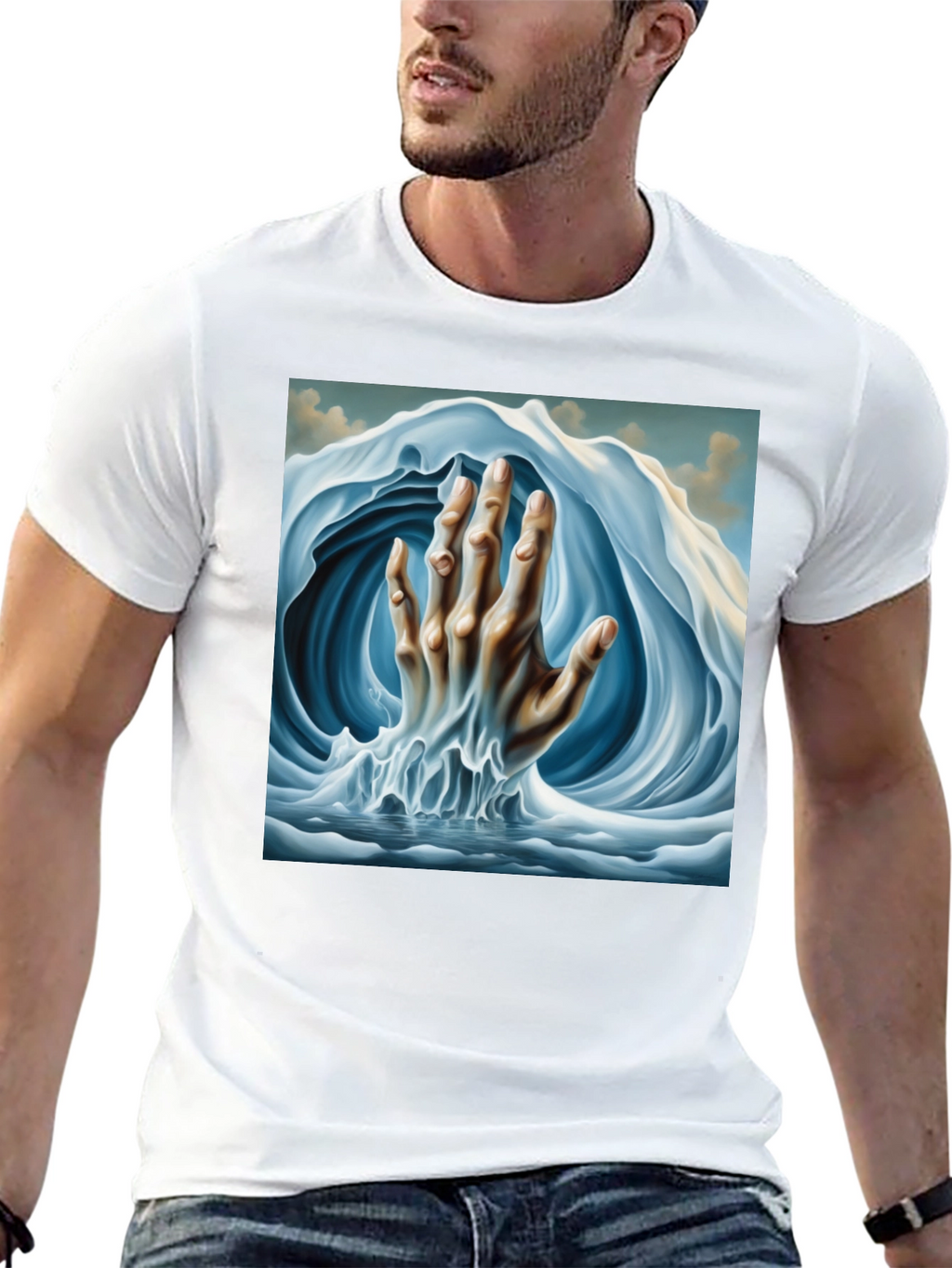 Surreal Wave Hand Graphic Tee