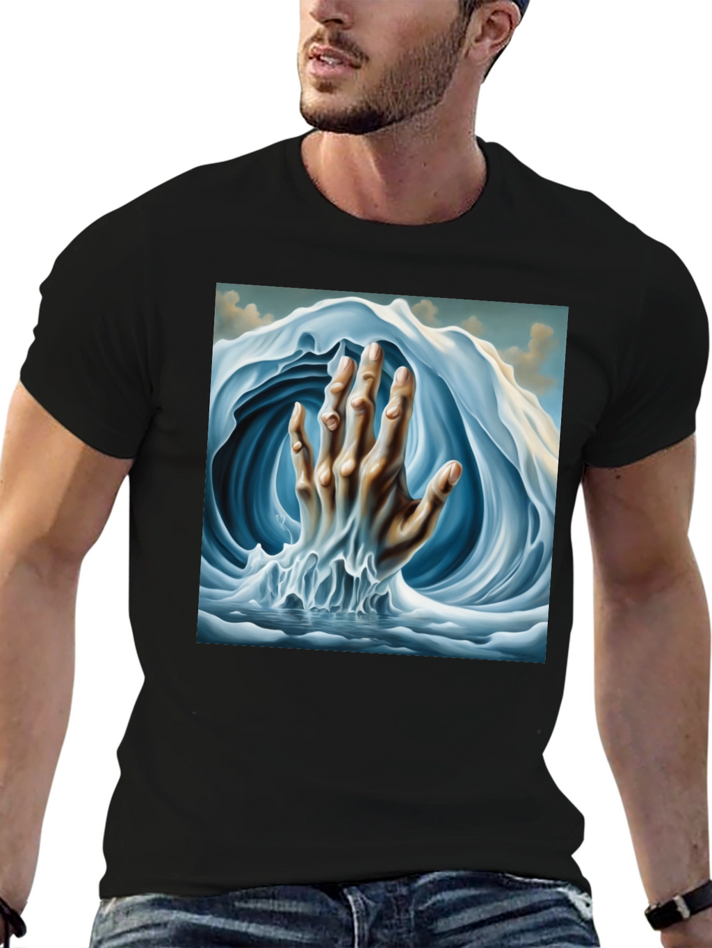 Surreal Wave Hand Graphic Tee