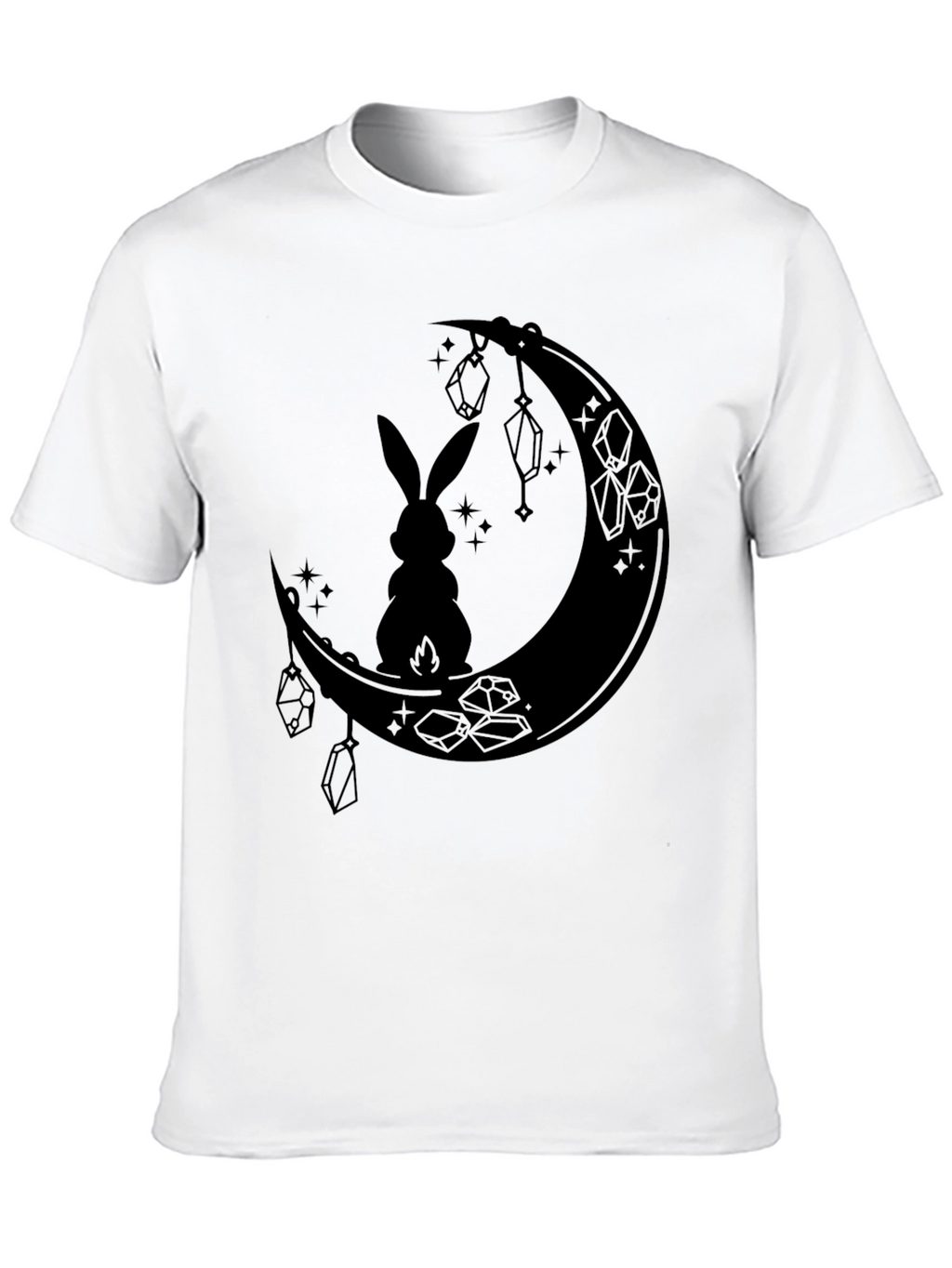Moonlit Hare Graphic Tee - Stylish Black T-Shirt