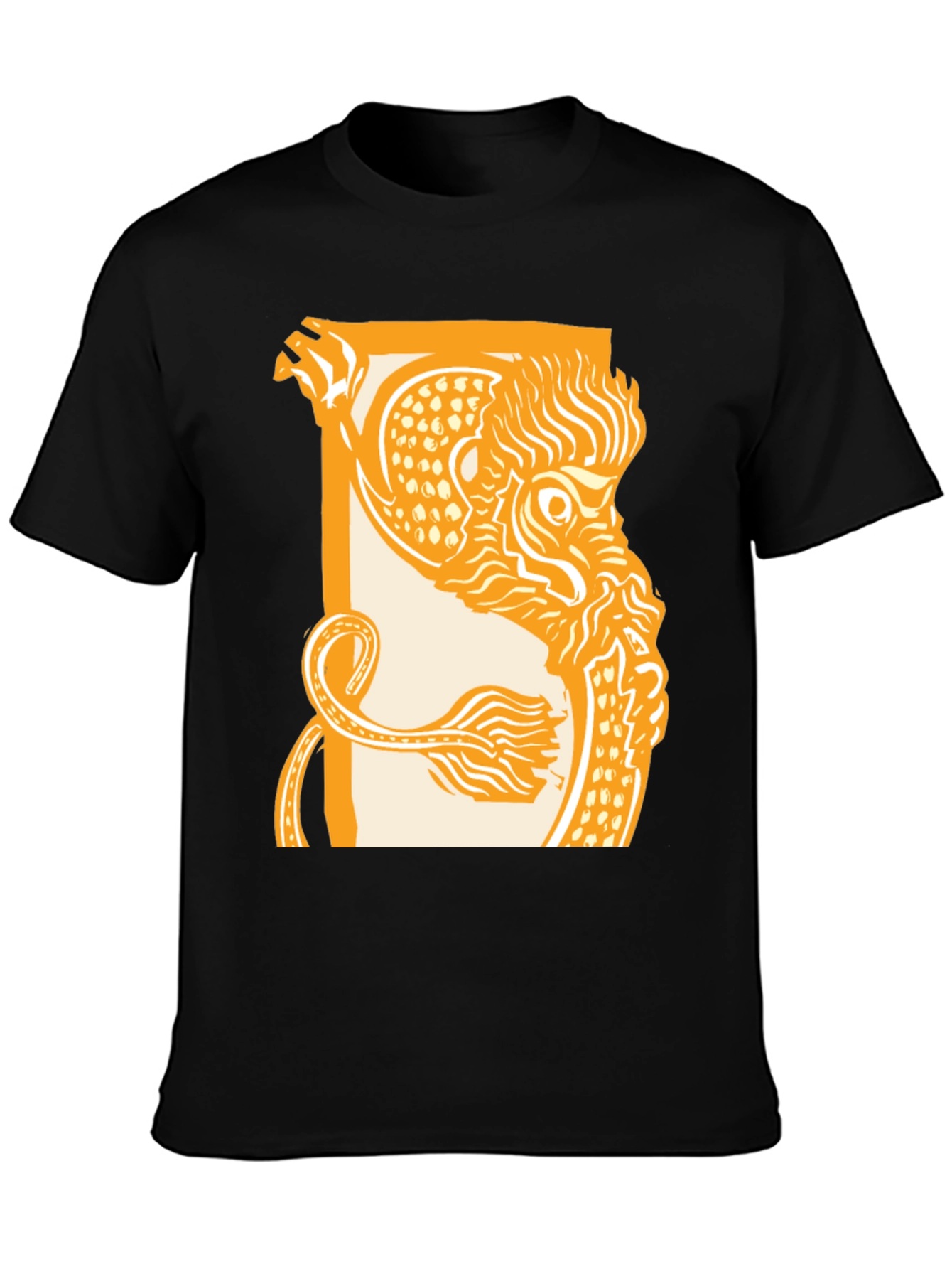 Dragon Graphic Print Black Crew Neck T-Shirt