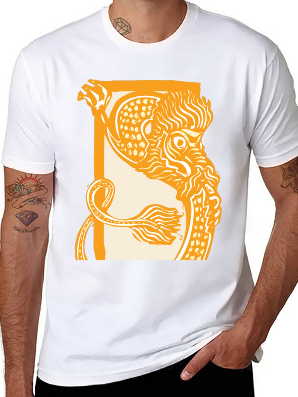 Dragon Graphic Print Black Crew Neck T-Shirt