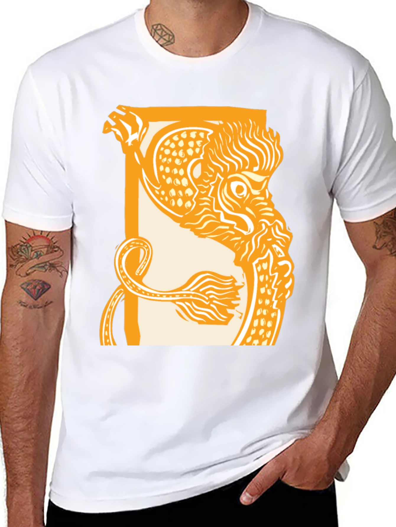 Dragon Graphic Print Black Crew Neck T-Shirt