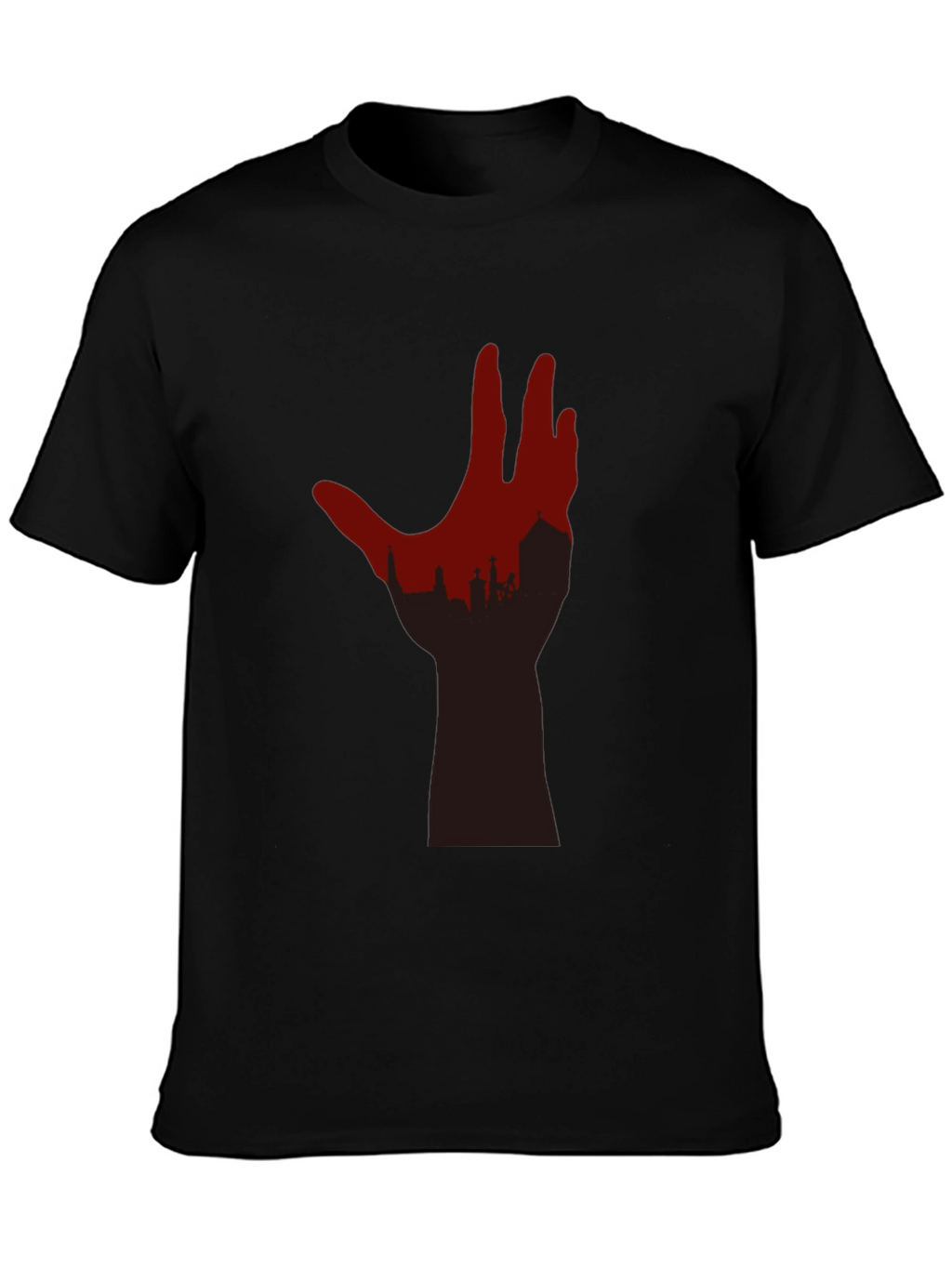 Cityscape Hand Graphic Tee - Black T-Shirt