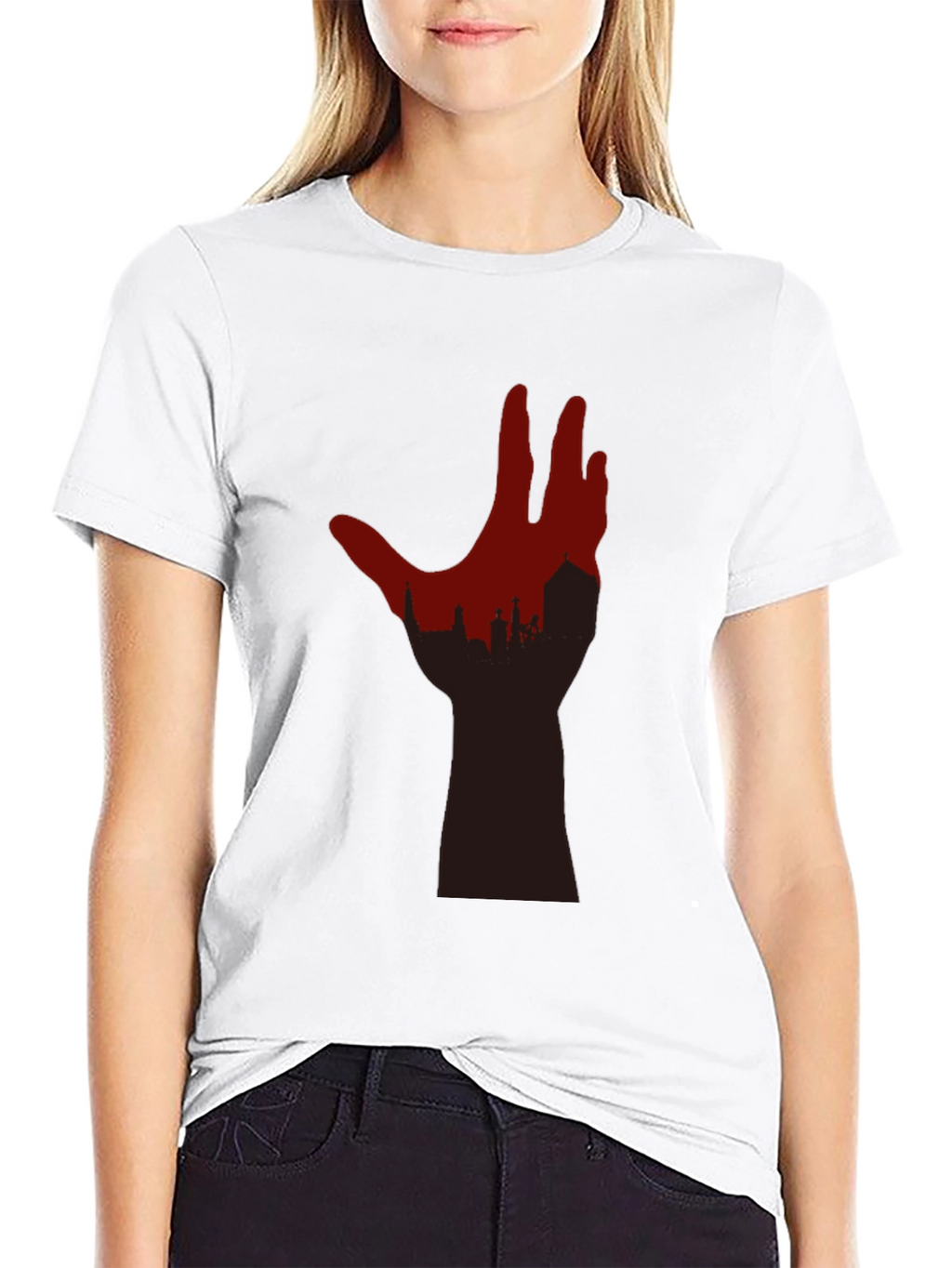 Cityscape Hand Graphic Tee - Black T-Shirt