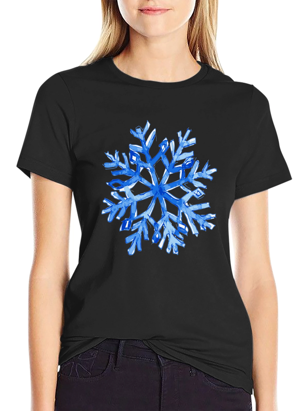 Blue Snowflake Graphic T-Shirt