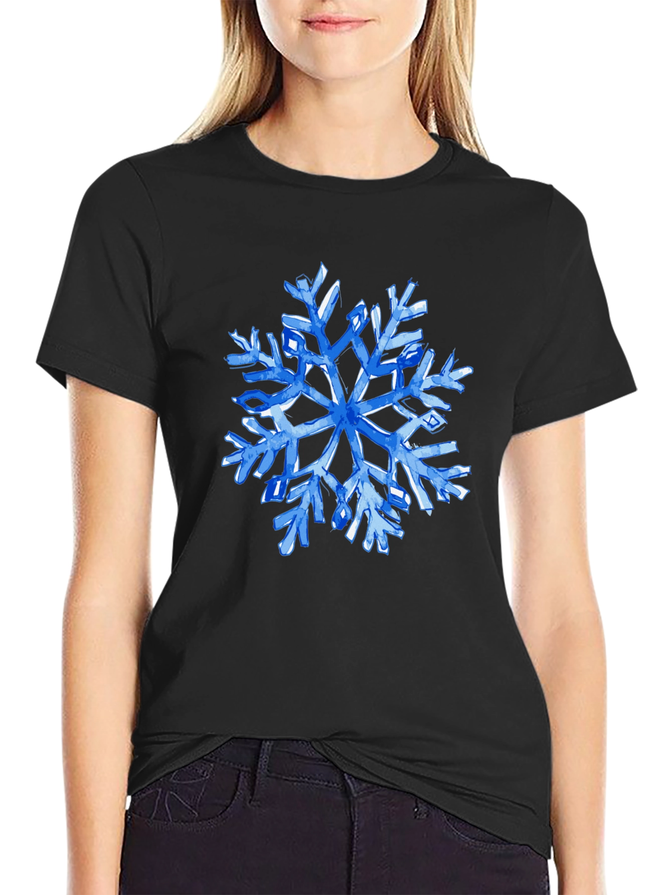 Blue Snowflake Graphic T-Shirt