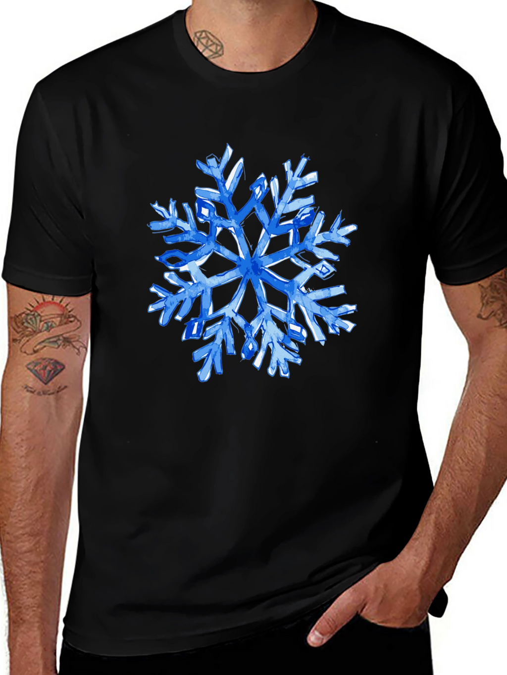 Blue Snowflake Graphic T-Shirt
