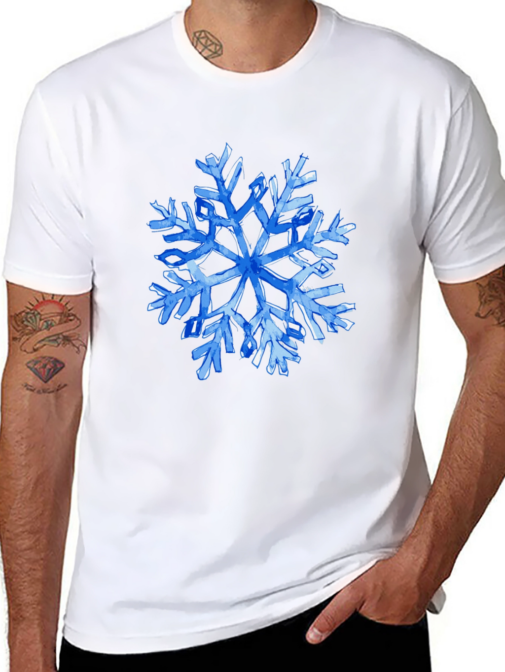 Blue Snowflake Graphic T-Shirt