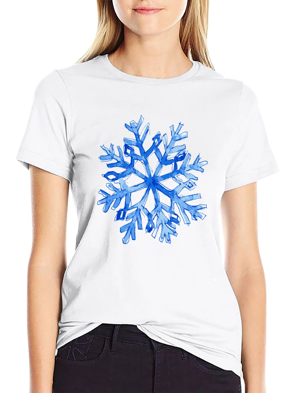Blue Snowflake Graphic T-Shirt