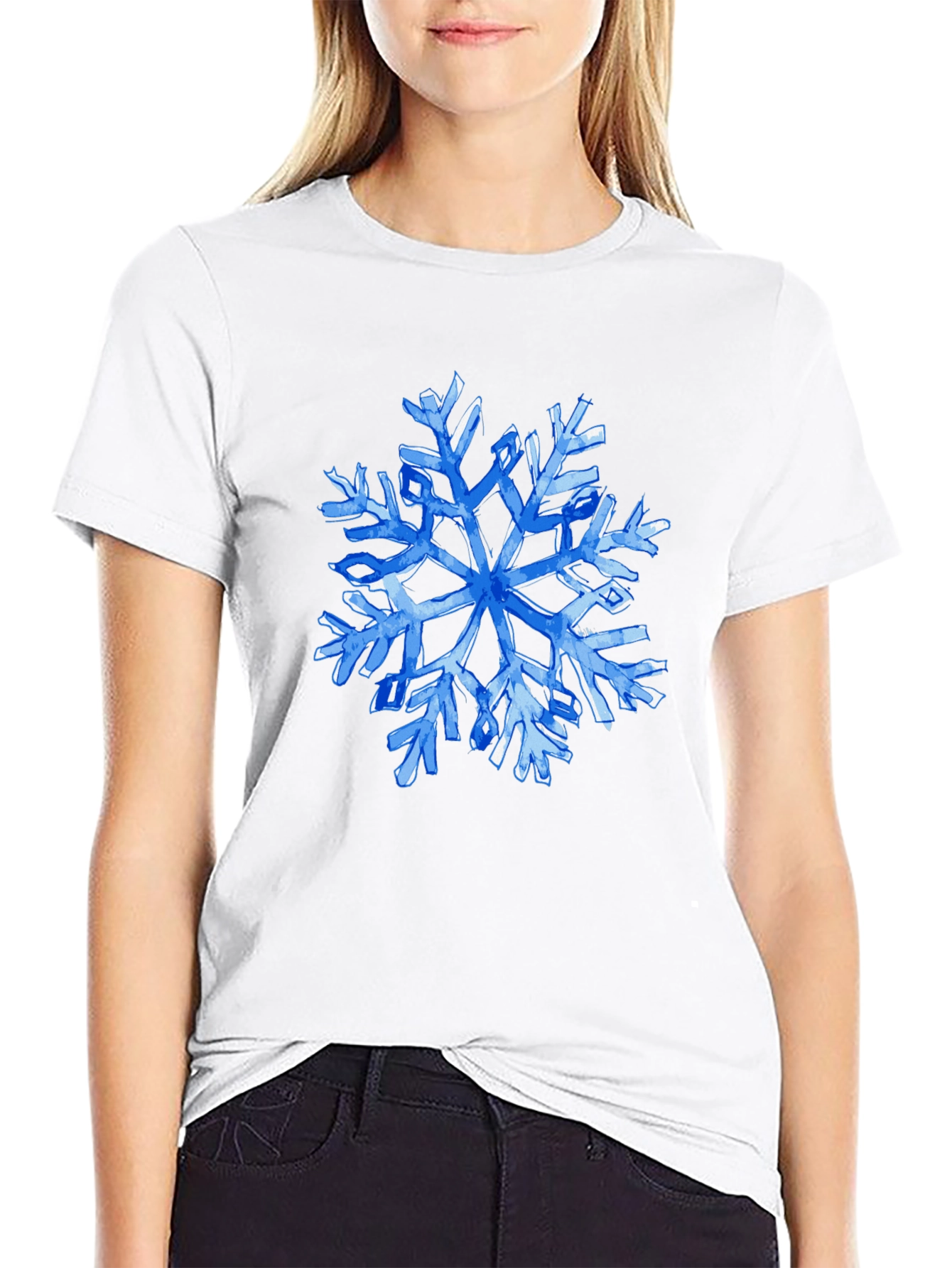 Blue Snowflake Graphic T-Shirt