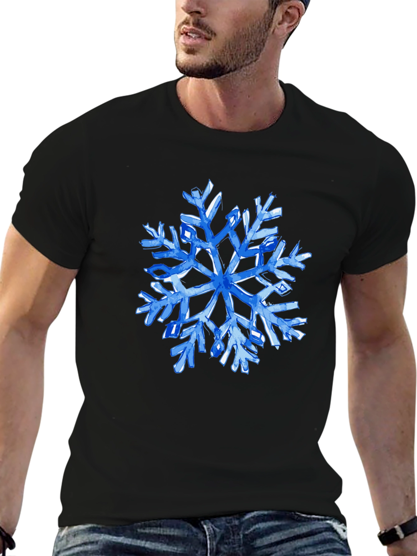Blue Snowflake Graphic T-Shirt