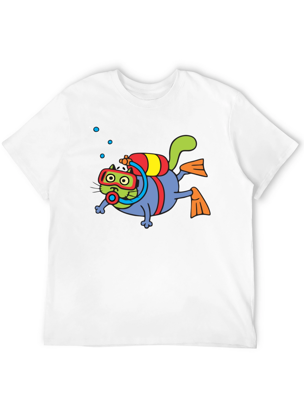 Diving Cat Graphic Tee - Scuba Cat T-Shirt