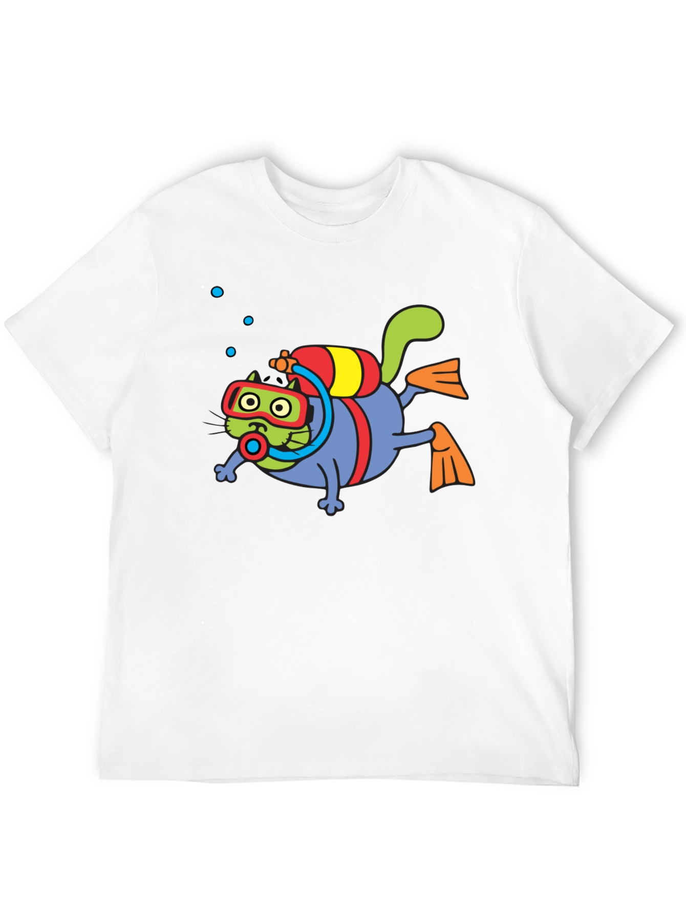 Diving Cat Graphic Tee - Scuba Cat T-Shirt