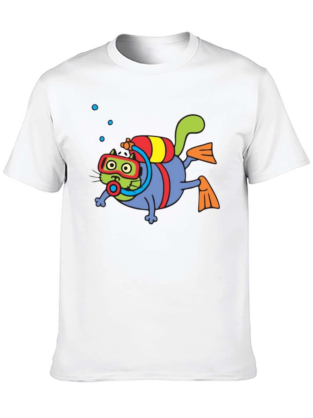 Diving Cat Graphic Tee - Scuba Cat T-Shirt