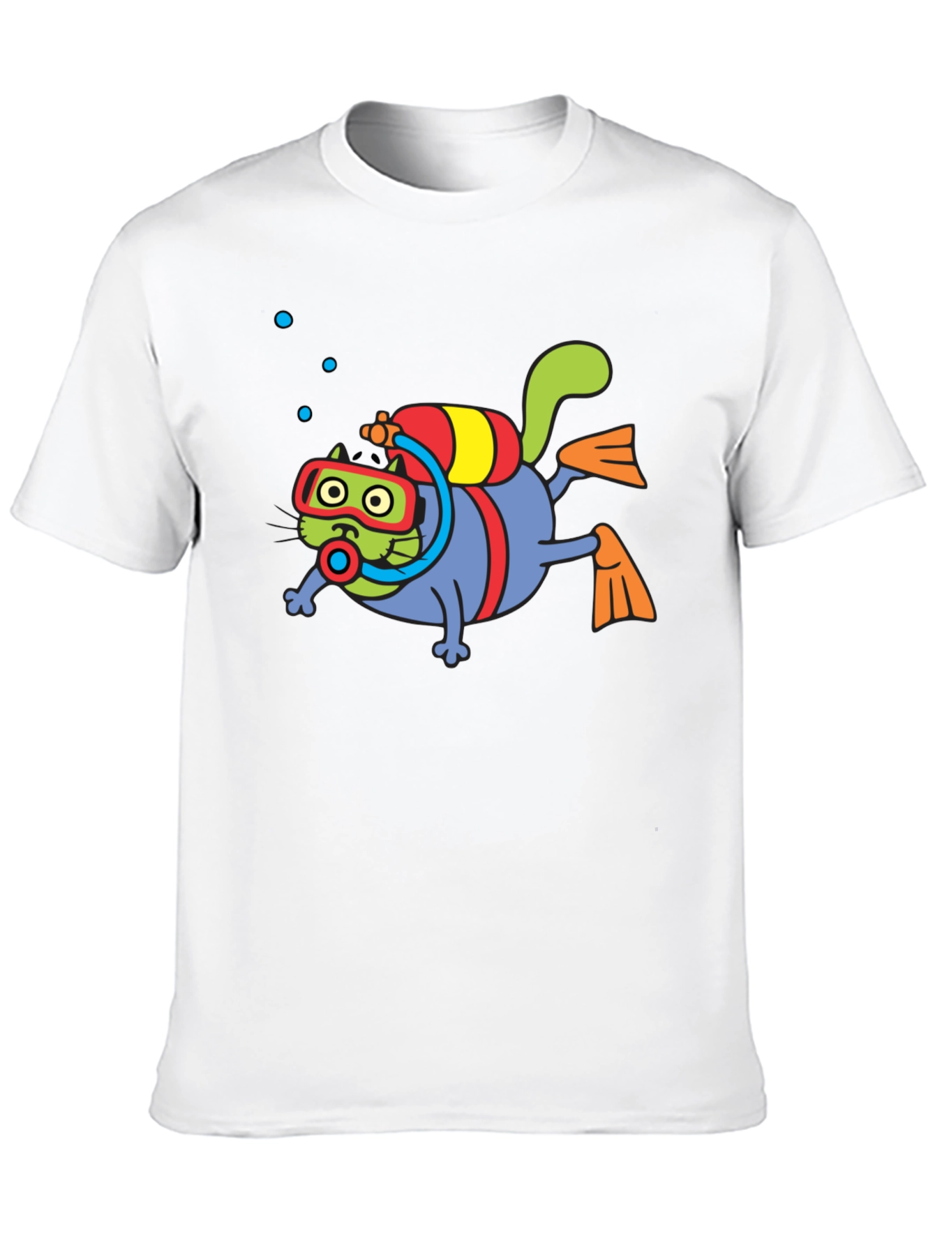 Diving Cat Graphic Tee - Scuba Cat T-Shirt