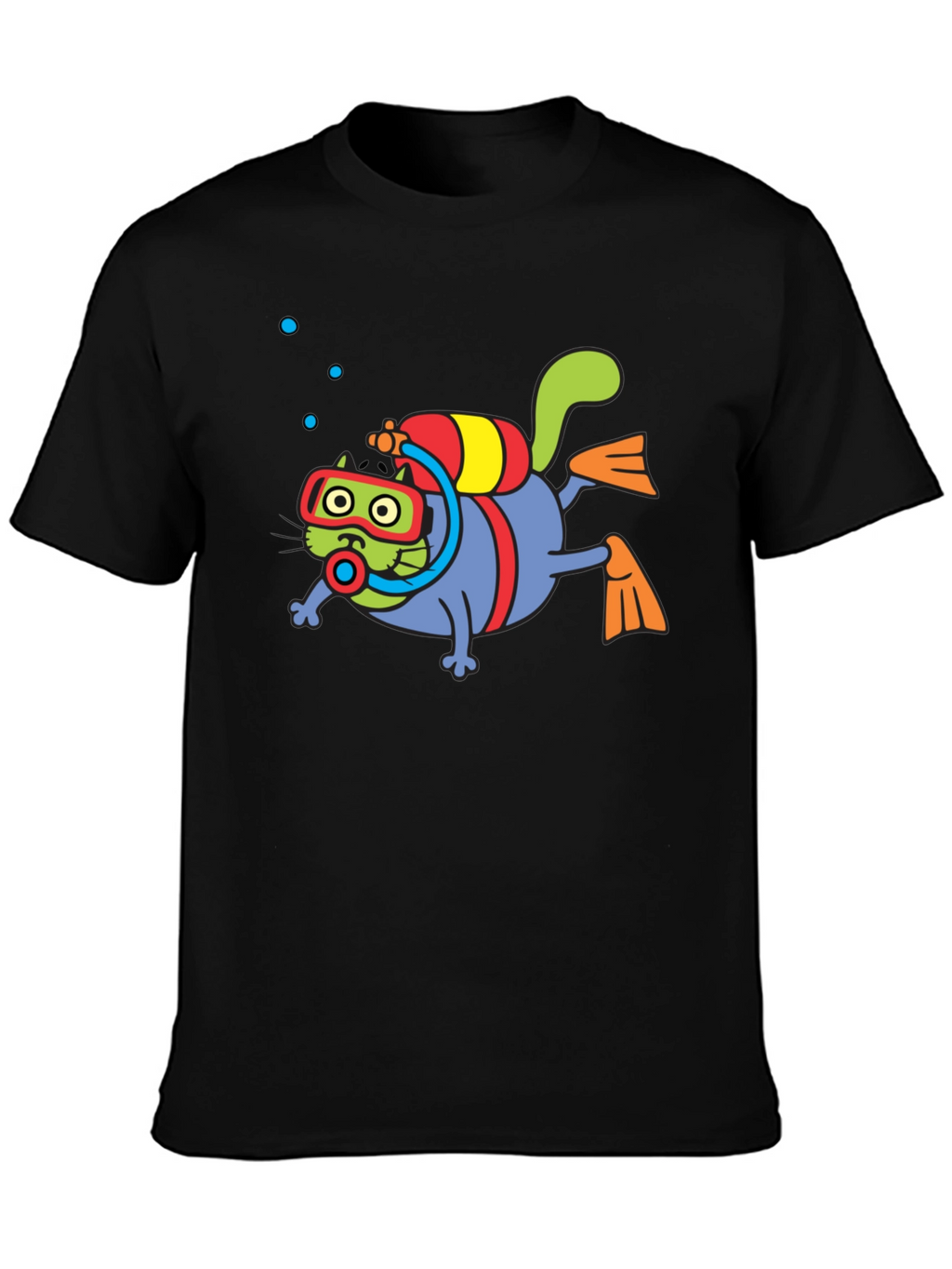 Diving Cat Graphic Tee - Scuba Cat T-Shirt