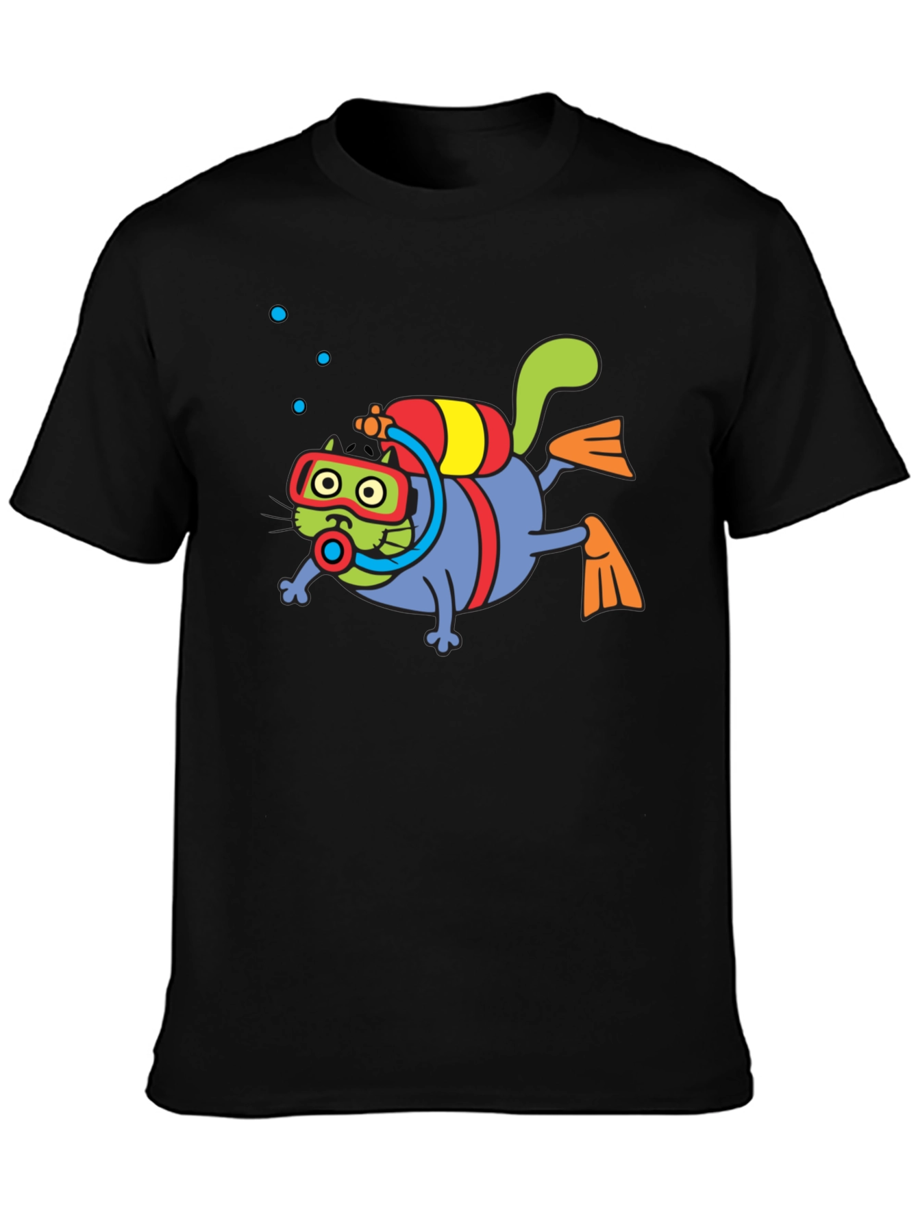 Diving Cat Graphic Tee - Scuba Cat T-Shirt