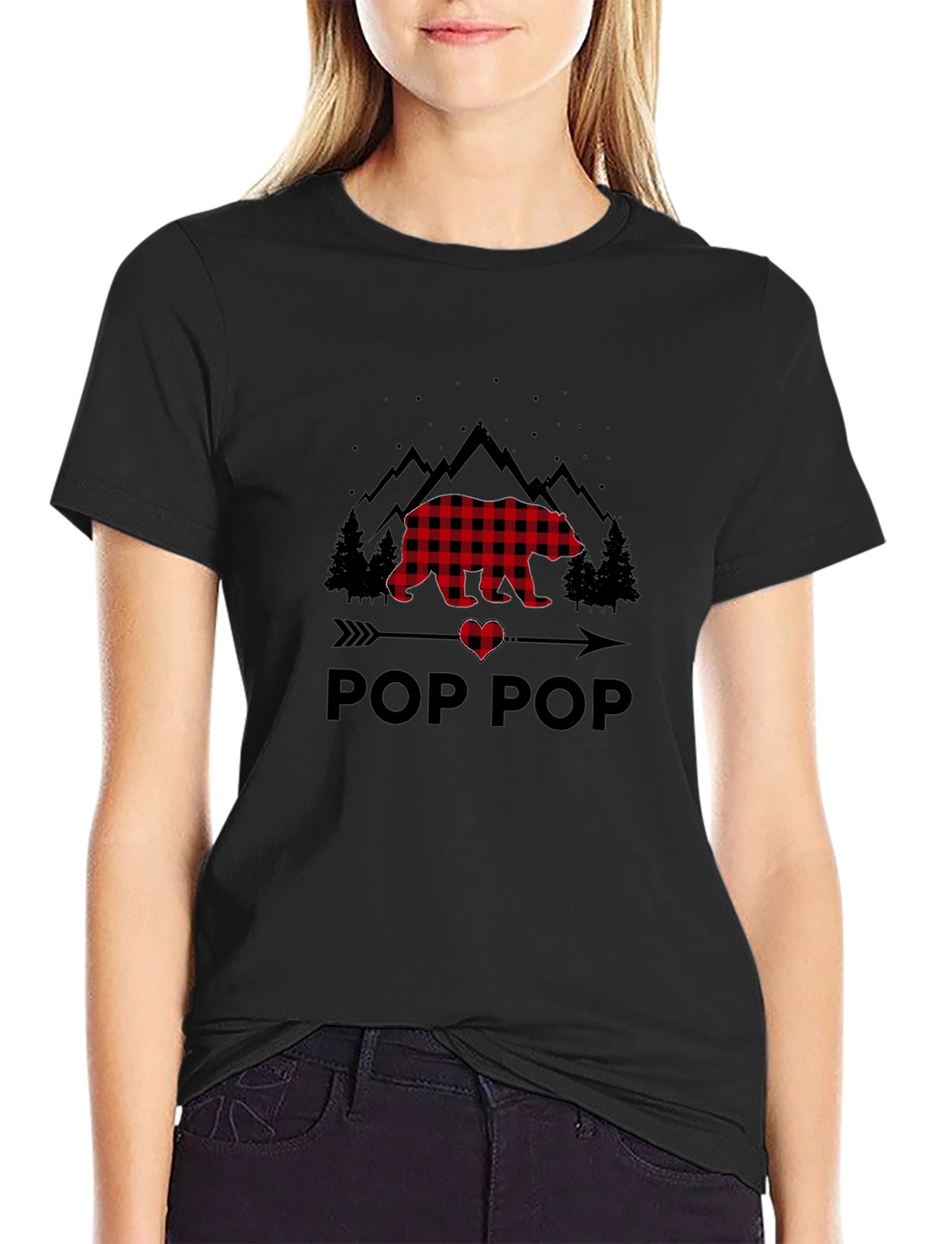 Pop Pop Buffalo Plaid Bear T-Shirt