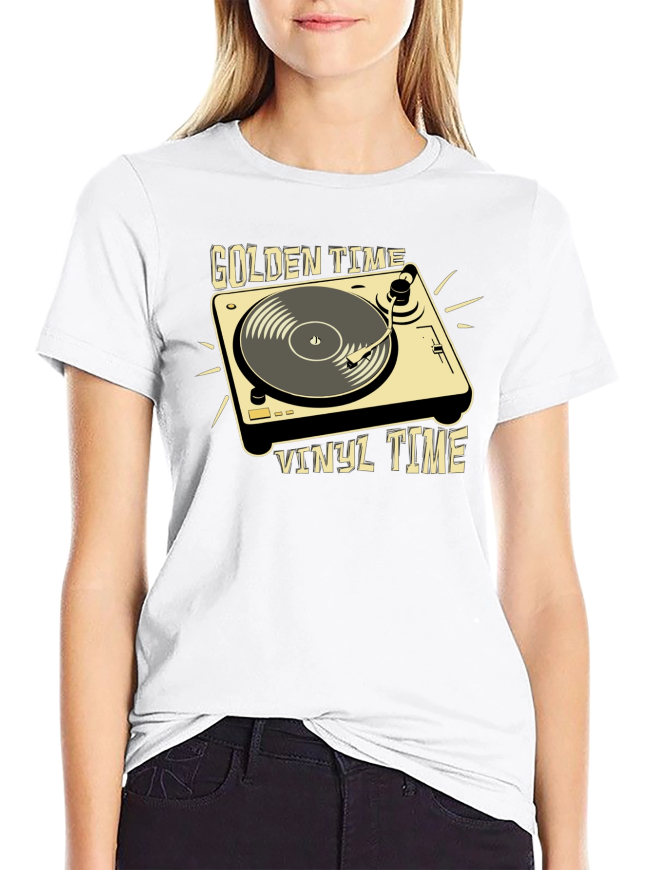 Golden Vinyl Time T-Shirt: Classic Music Lover Tee
