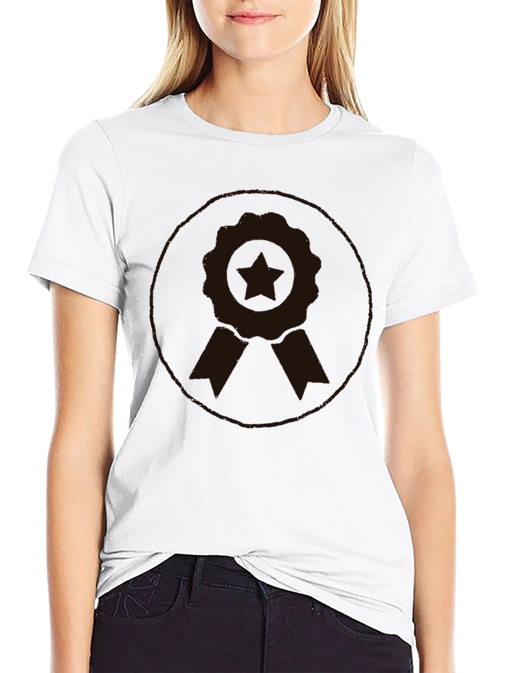 Mens Black Graphic Tee - Award Ribbon Design