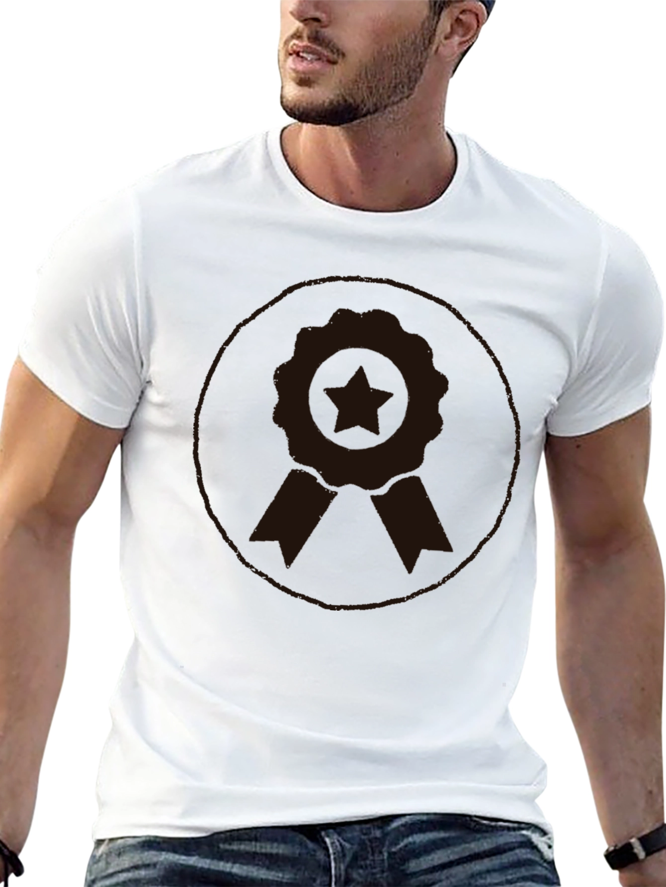 Mens Black Graphic Tee - Award Ribbon Design