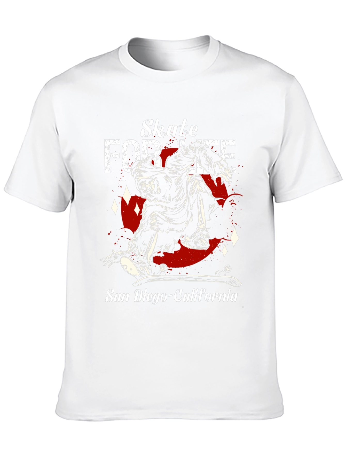 Skate For Life T-Shirt San Diego California Skeleton Design