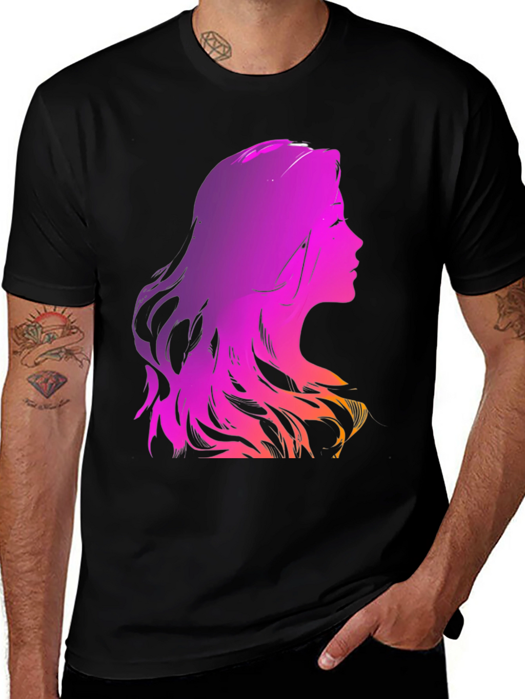 Woman Silhouette Graphic T-Shirt - Black