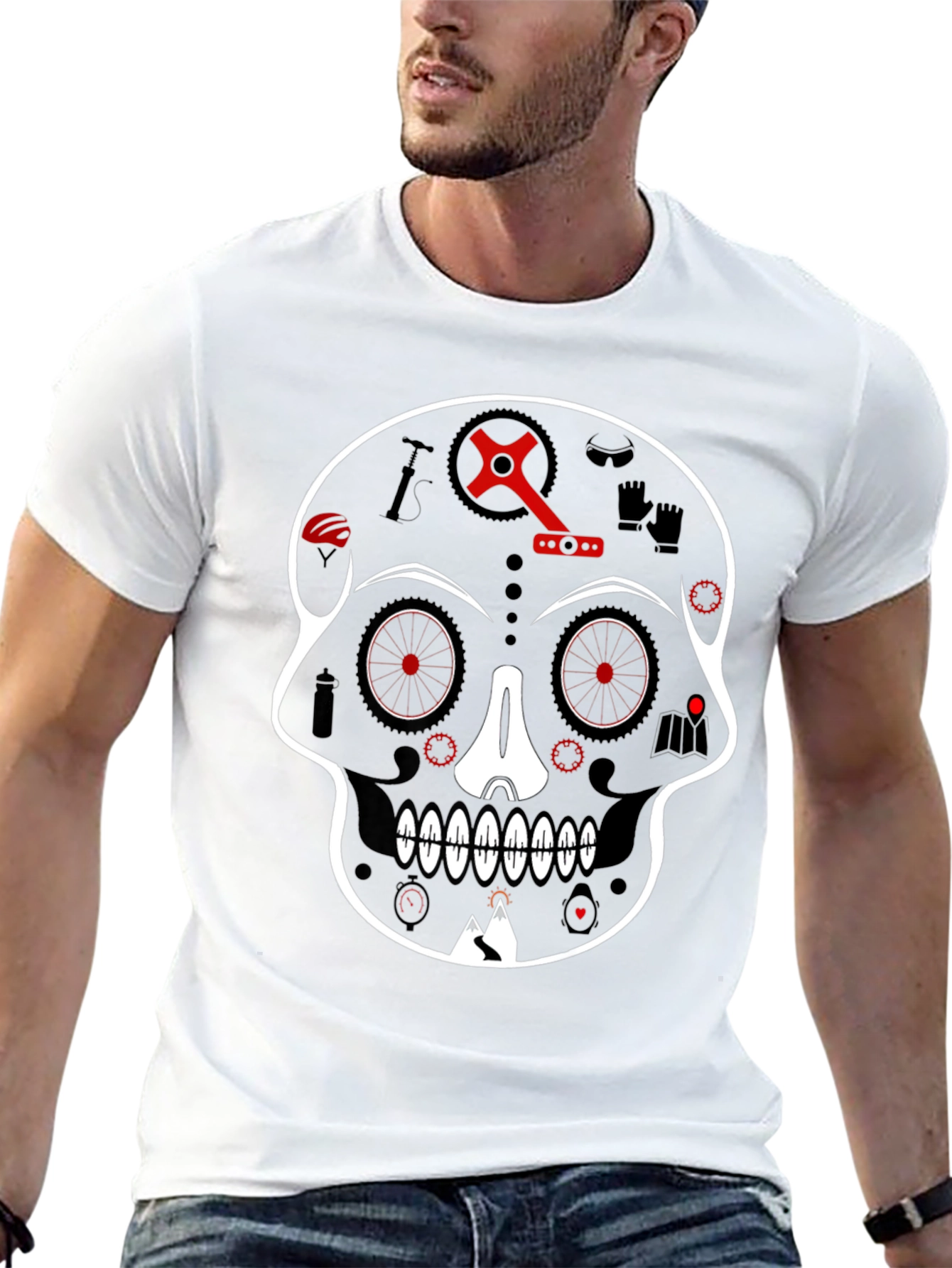 Skull Bicycle Graphic Tee - Cool Biker T-Shirt