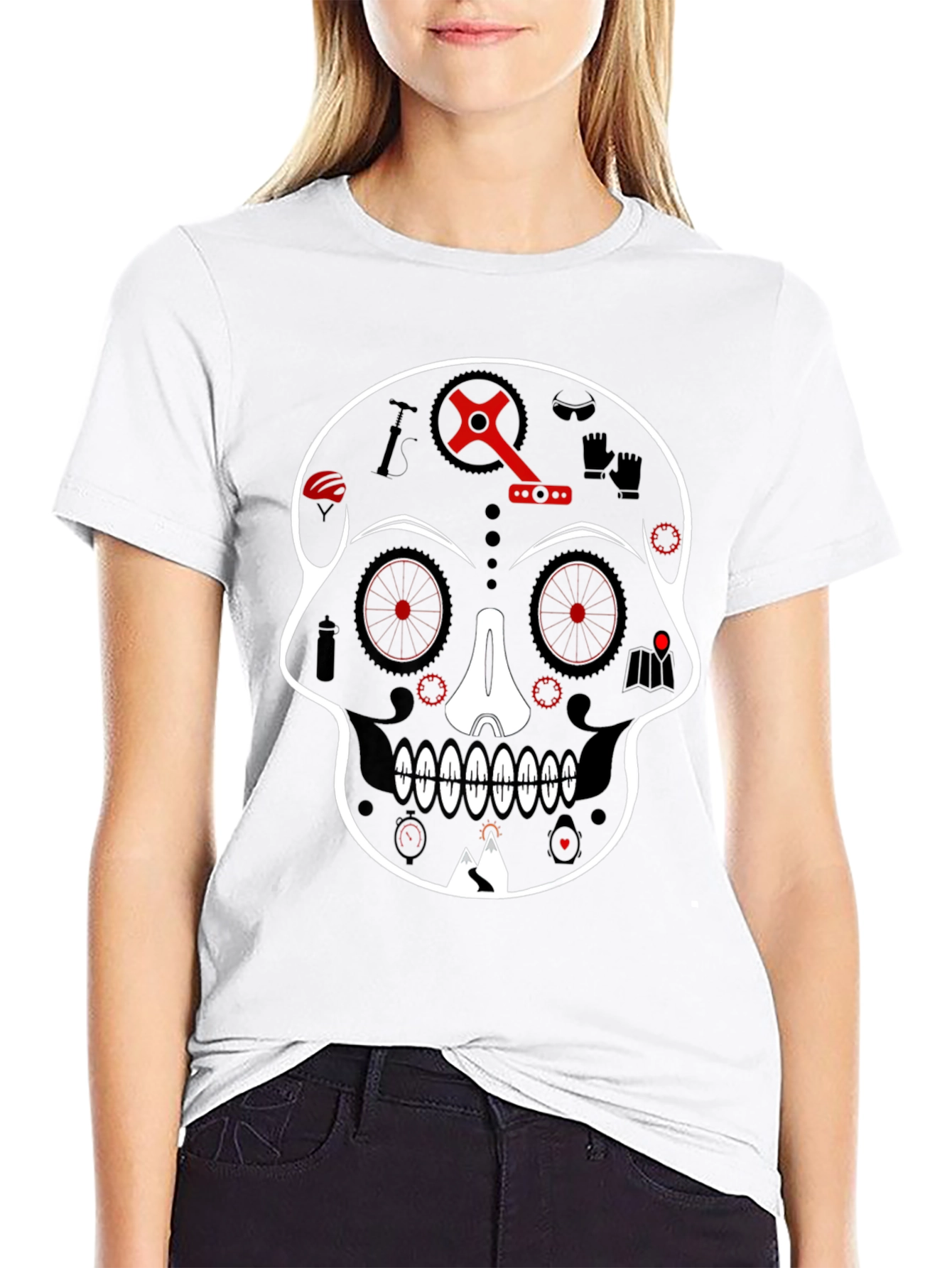 Skull Bicycle Graphic Tee - Cool Biker T-Shirt