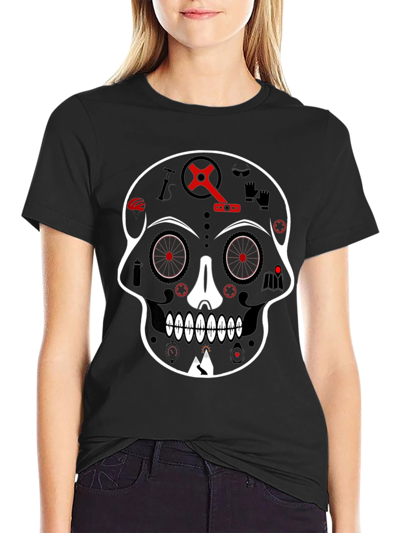 Skull Bicycle Graphic Tee - Cool Biker T-Shirt
