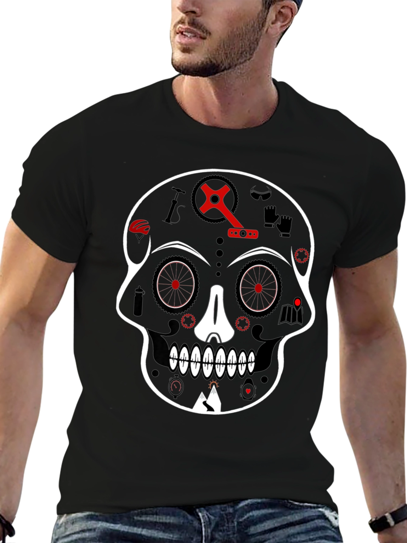 Skull Bicycle Graphic Tee - Cool Biker T-Shirt