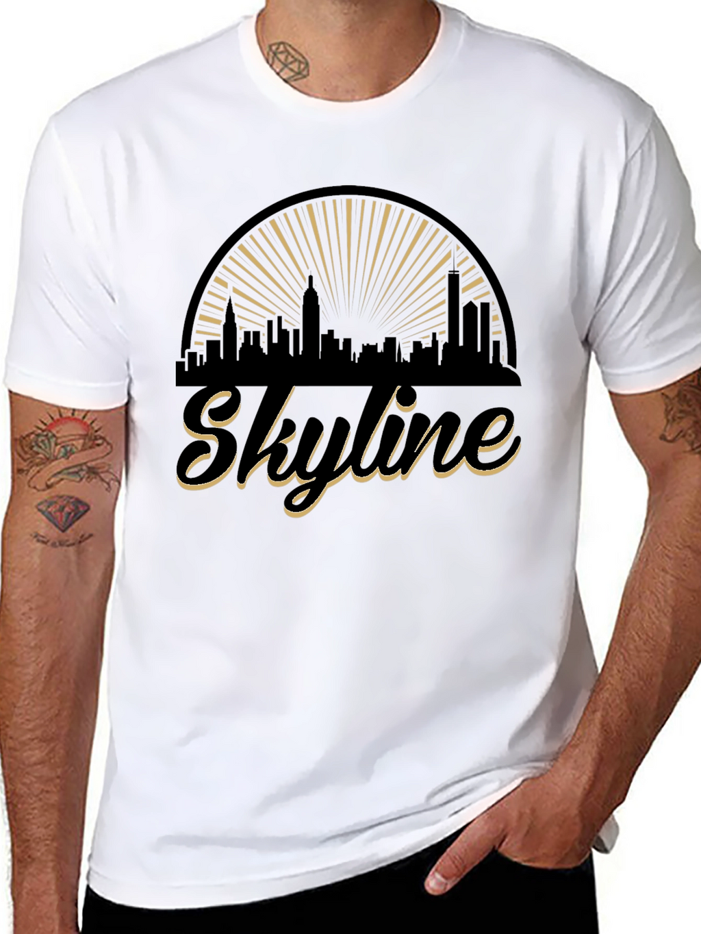 Skyline Graphic T-Shirt - Stylish Black Tee