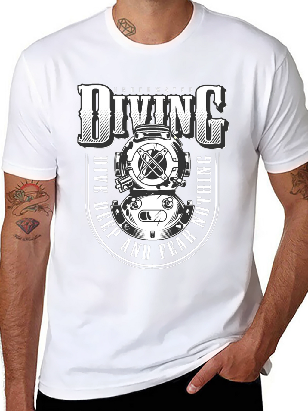 Underwater Diving T-Shirt - Dive Deep and Fear Nothing