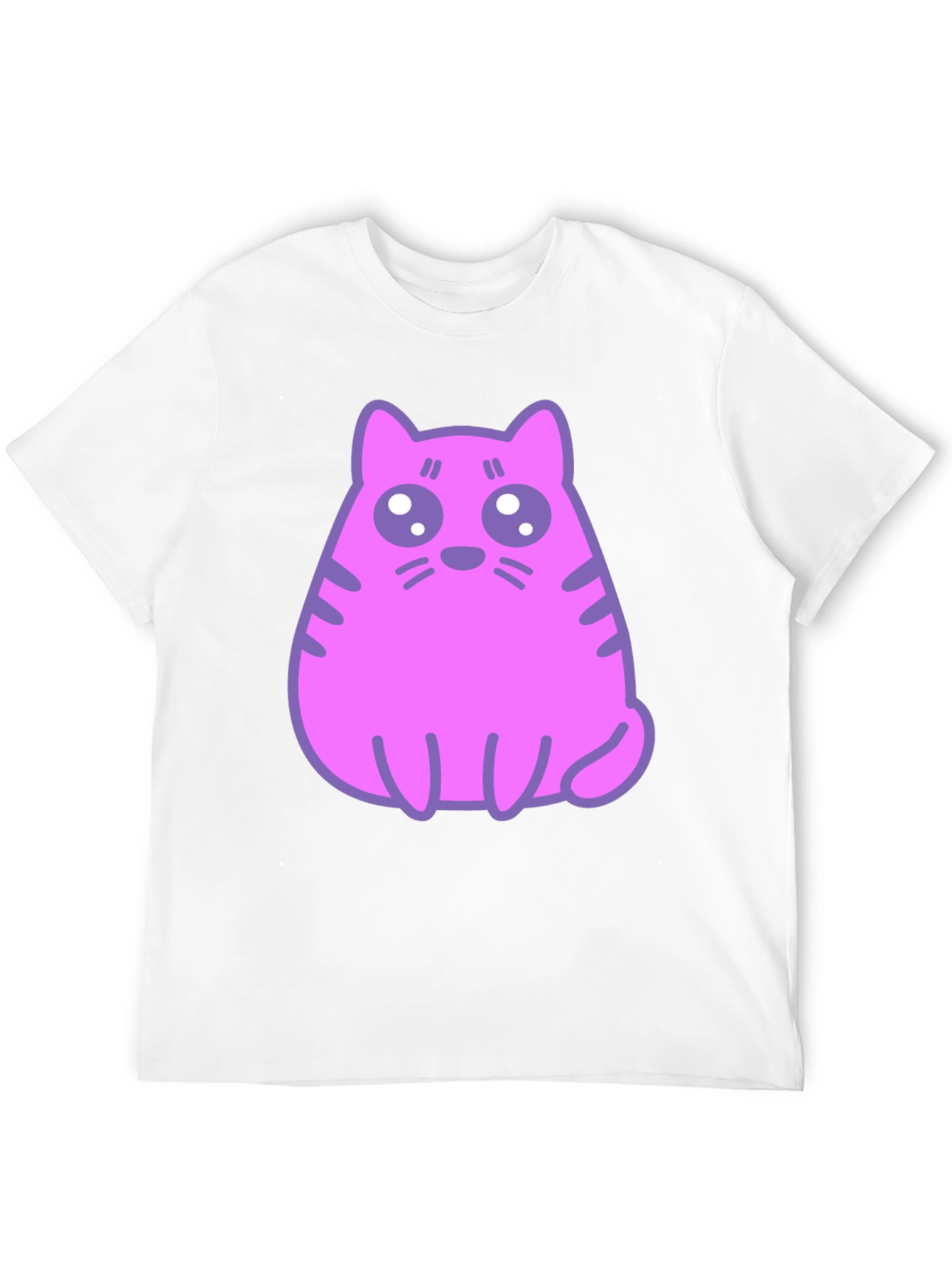 Cute Pink Cat Graphic T-Shirt - Black Cotton Blend Tee