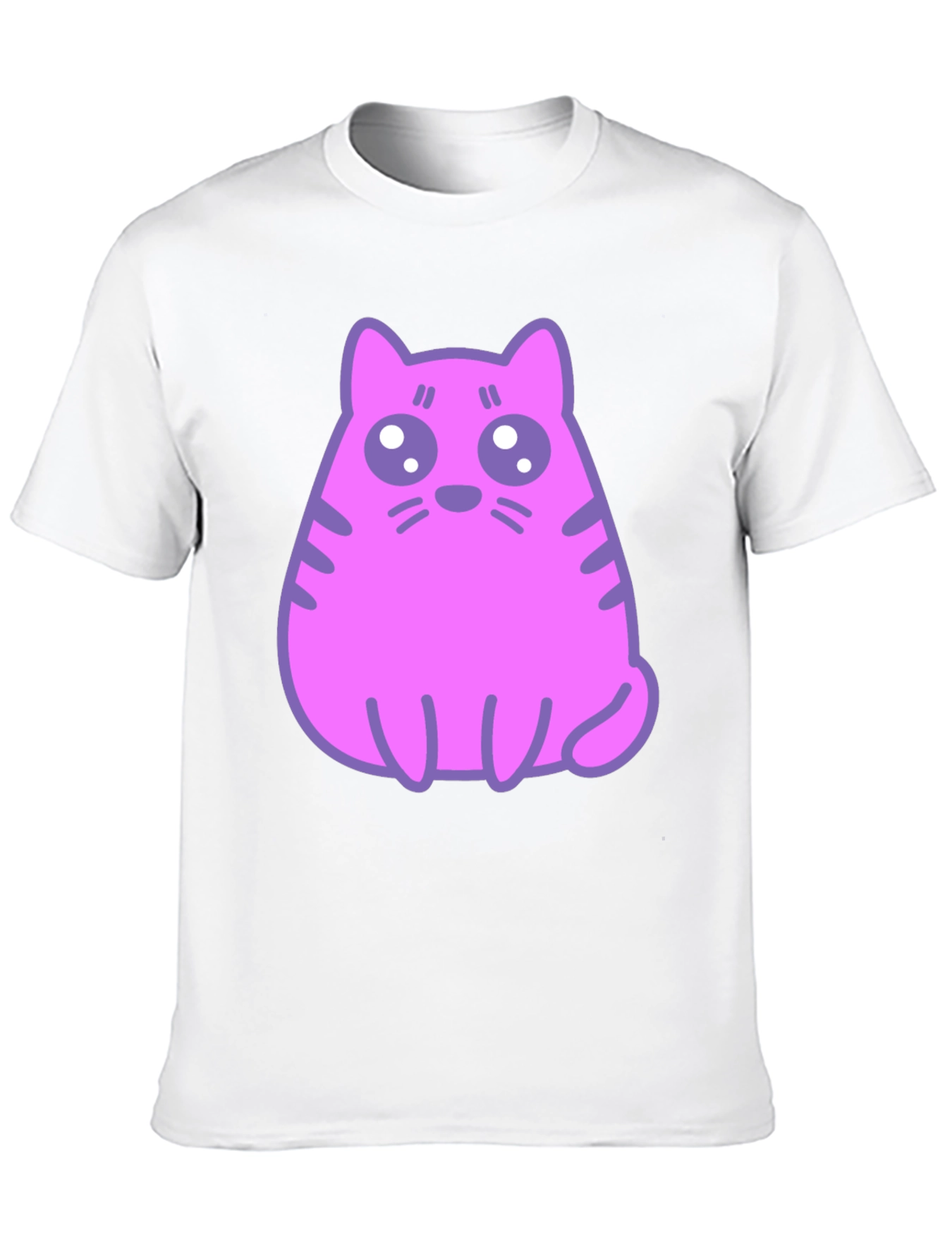 Cute Pink Cat Graphic T-Shirt - Black Cotton Blend Tee