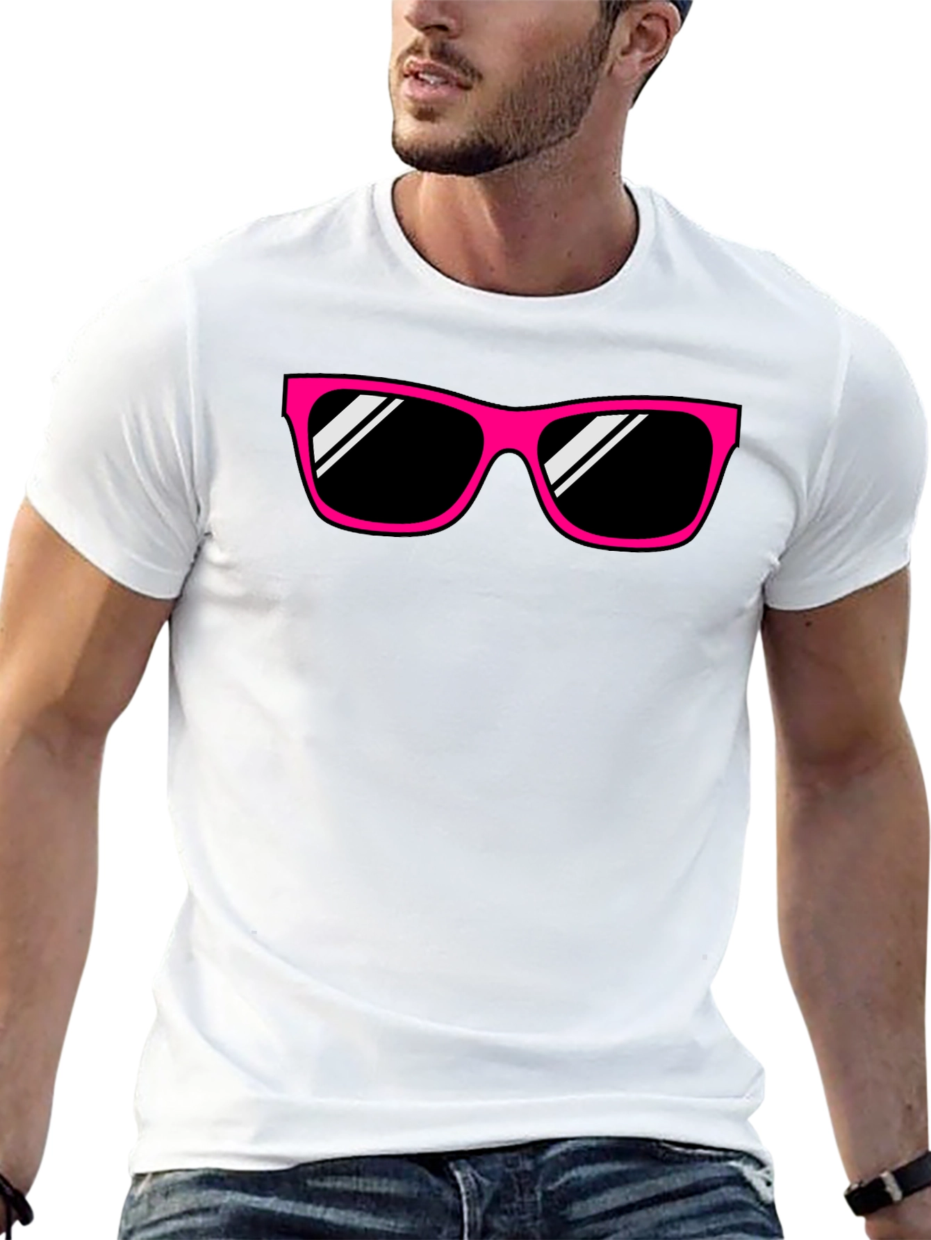 Pink Sunglasses Graphic Black T-Shirt